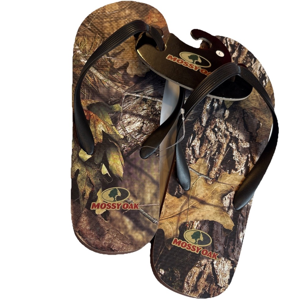 NWT Mossy Oak Camouflage Men's size L (11-12) Cushioned Flip Flops Sandals